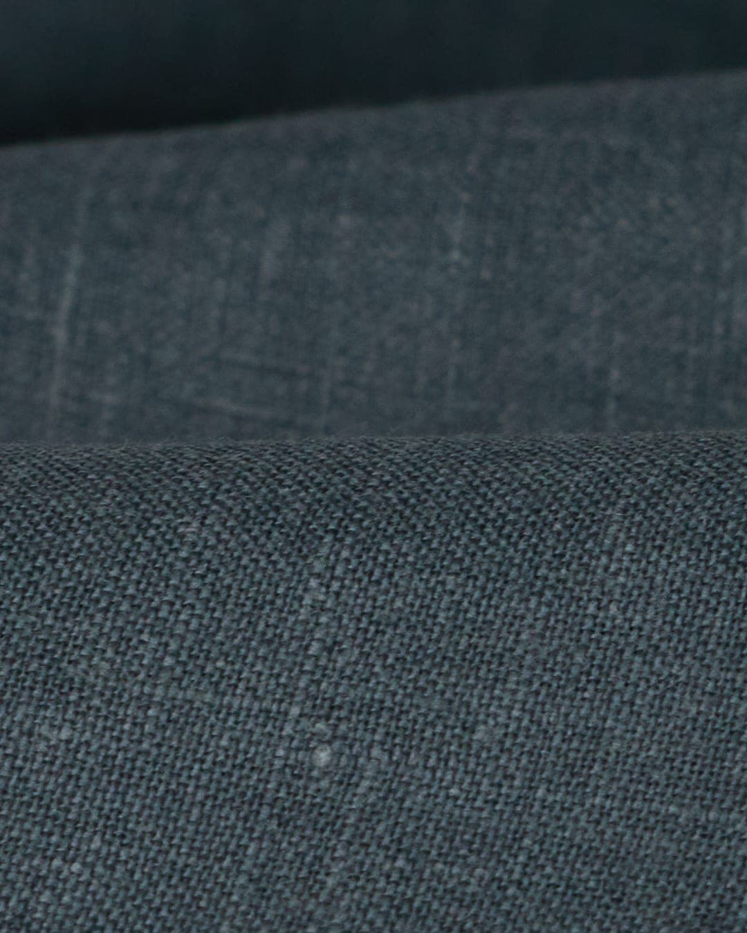 Charcoal linen, close-up of the weave in soft folds